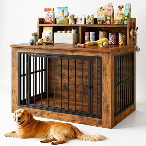 Extra Large Wire and Wood Dog Crate 43.3 Inch