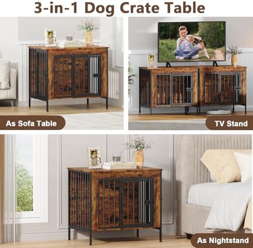 Brown wooden indoor puppy crate — photo 4