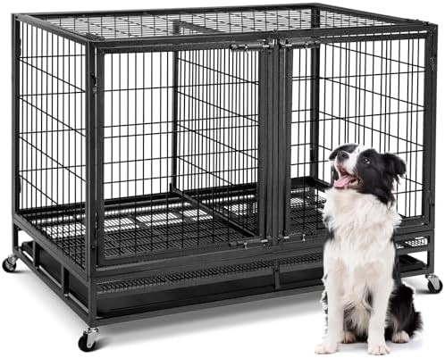 Stackable wire puppy crate with divider 48 inch