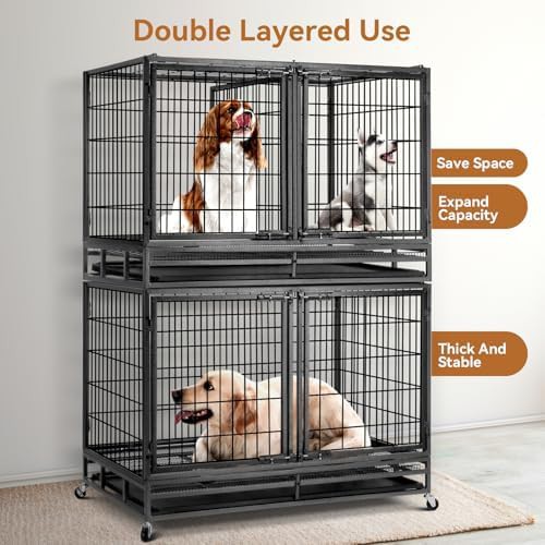 Stackable wire puppy crate with divider 48 inch — photo 3