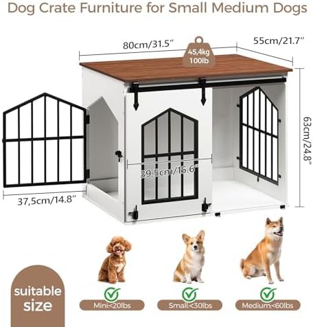 White sliding barn door dog crate 31.5 — photo 3