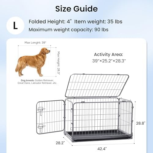 Gray wire 42 inch large breeds kennel — photo 4