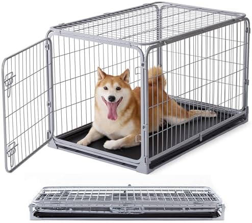 Silver gray metal 36 inch medium dog crate