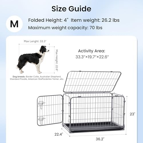 Silver gray metal 36 inch medium dog crate — photo 4
