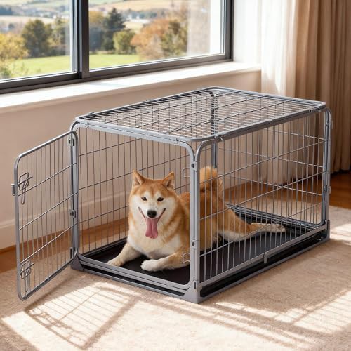 Silver gray metal 36 inch medium dog crate — photo 5