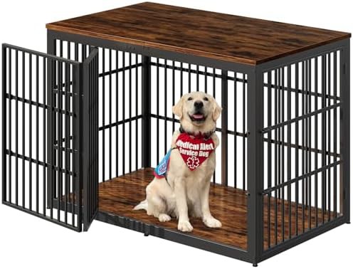 Rustic brown furniture style dog crate 54 inch