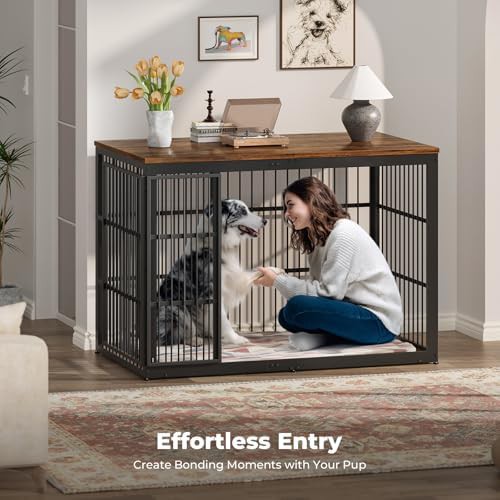 Rustic brown furniture style dog crate 54 inch — photo 3