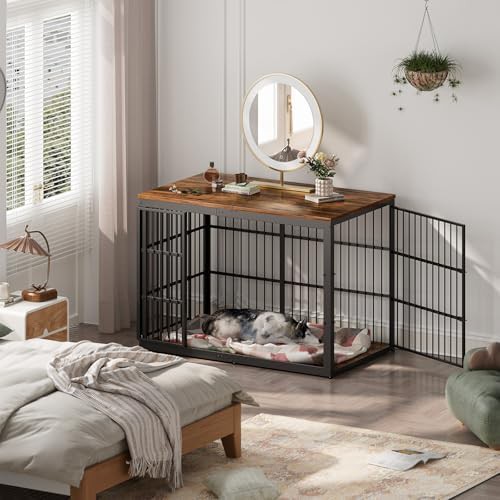 Rustic brown furniture style dog crate 54 inch — photo 5
