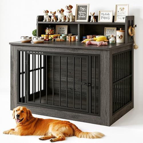 Extra Large Dog Crate Furniture with Storage 43.3 Inch