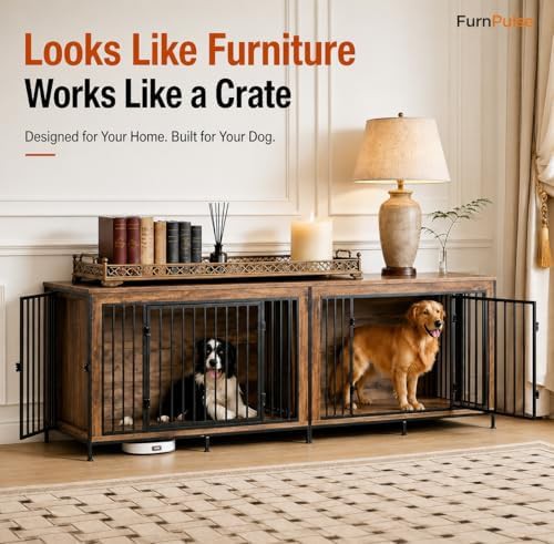 Rustic brown steel furniture dog crate 48 inch — photo 5