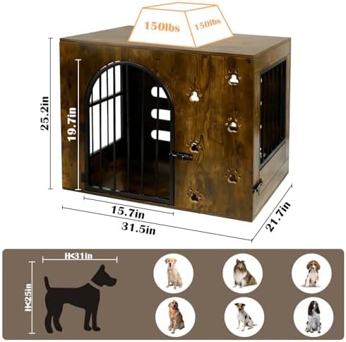 Brown wood metal furniture style kennel — photo 3