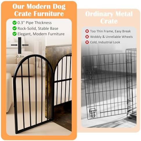 Brown wood metal furniture style kennel — photo 4