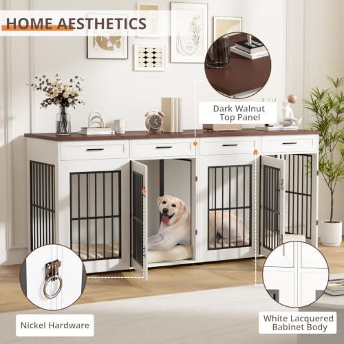 White Double Dog Crate Furniture 87 Inch — photo 5