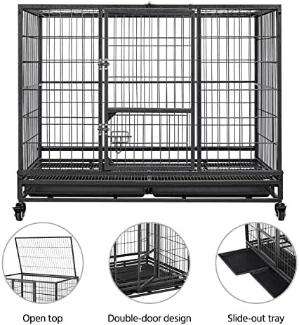Yaheetech 43 inch stackable heavy duty metal pet cage — photo 4