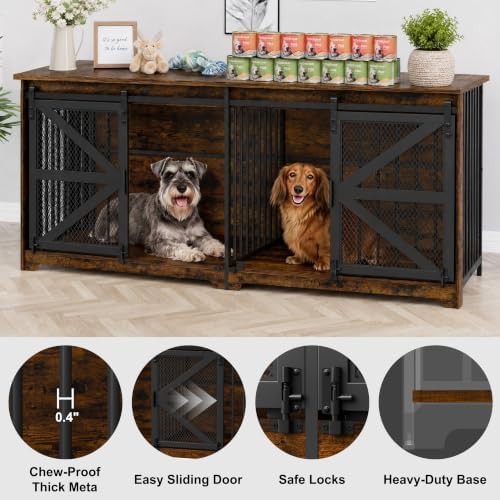 Sliding barn door double dog crate — photo 4