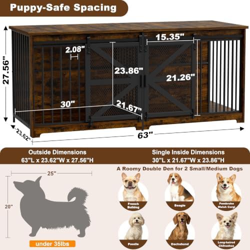 Sliding barn door double dog crate — photo 5