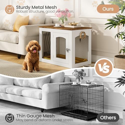White wooden furniture style 30 inch dog crate — photo 3