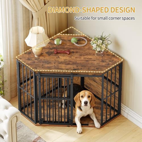 Corner wooden dog kennel with sliding barn door — photo 4