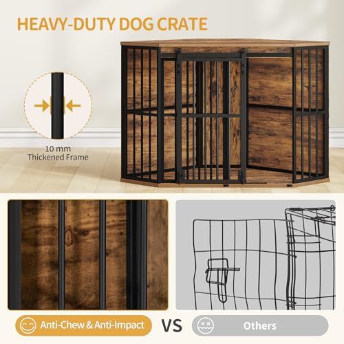 Corner wooden dog kennel with sliding barn door — photo 5