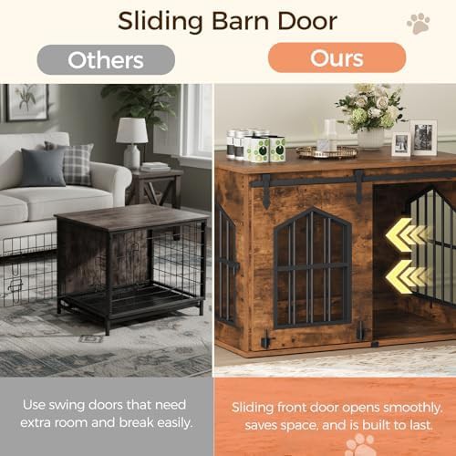 Rustic brown sliding barn door dog crate 31.5 — photo 5