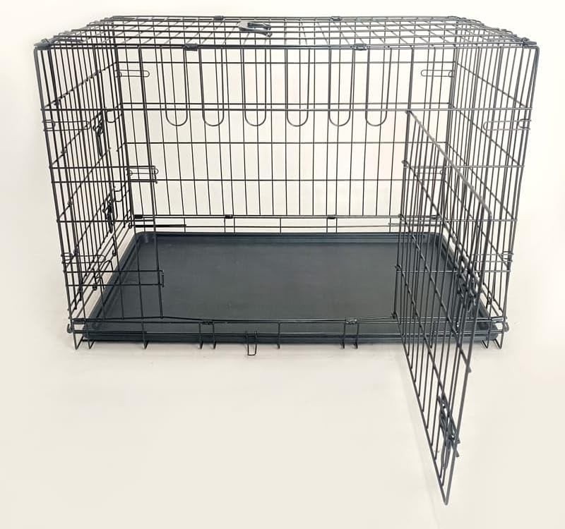 Collapsible folding metal dog crate with tray — photo 3