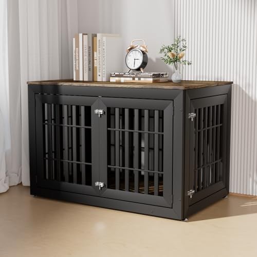 Heavy duty rustic brown furniture dog crate