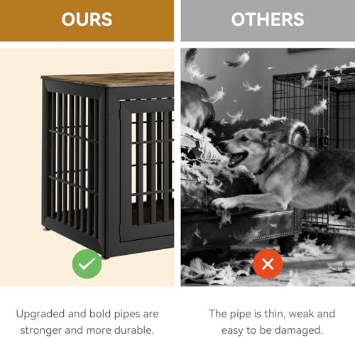 Heavy duty rustic brown furniture dog crate — photo 4