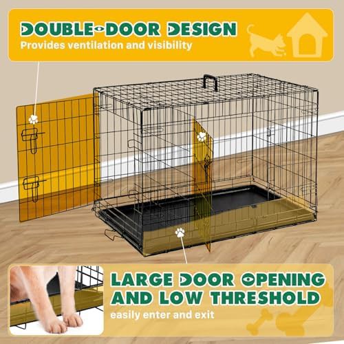 Collapsible 36 inch double door dog cage — photo 3
