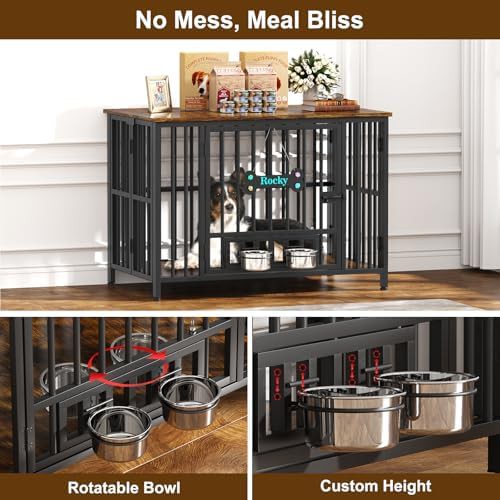 Rustic brown foldable dog crate furniture — photo 4