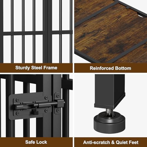 Rustic brown foldable dog crate furniture — photo 5