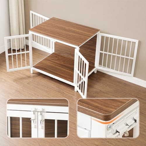 White and walnut three door dog kennel — photo 5