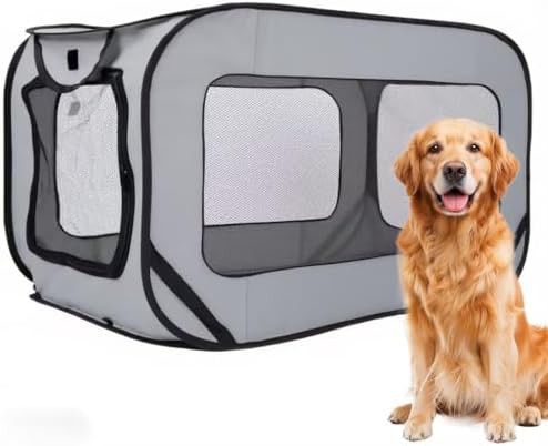 Grey waterproof pop up travel kennel