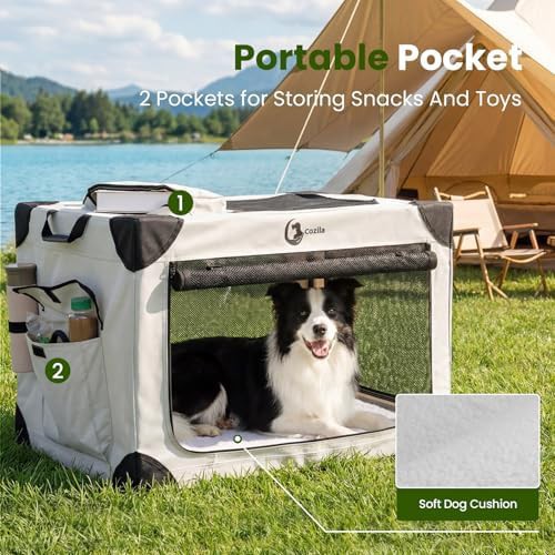 Grey soft sided 30 inch portable crate — photo 4