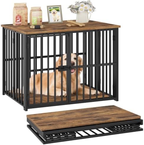 Collapsible indoor dog kennel with secure door lock