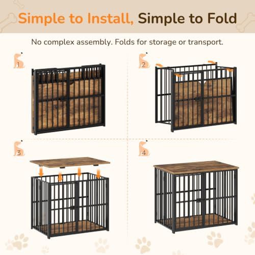 Collapsible indoor dog kennel with secure door lock — photo 3