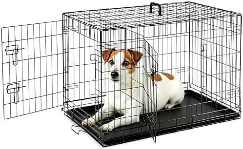 Collapsible metal medium dog cage 36 inch