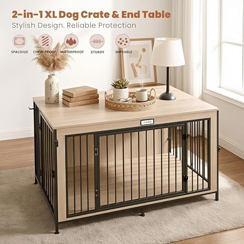 Farmhouse light oak wood dog kennel 48 inch — photo 4