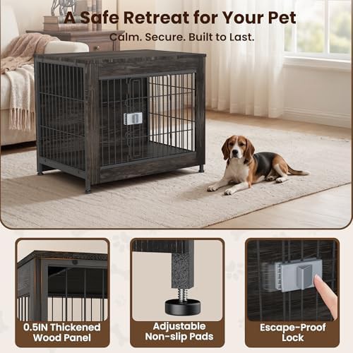 Rustic Brown Wooden Furniture Dog Crate — photo 4