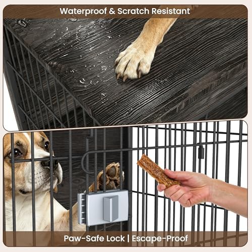 Rustic Brown Wooden Furniture Dog Crate — photo 5