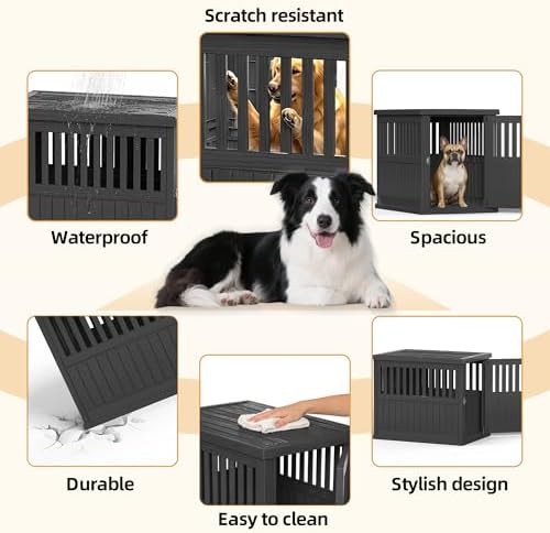 Black furniture style indoor dog crate — photo 5