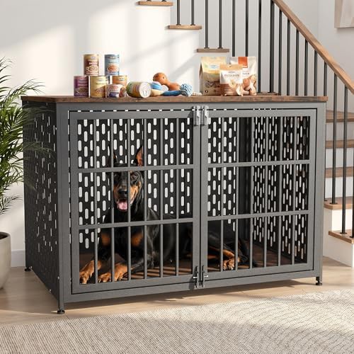 Rustic brown decorative dog crate furniture