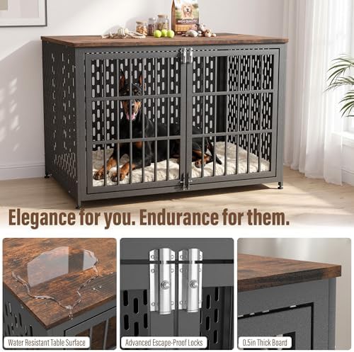 Rustic brown decorative dog crate furniture — photo 3