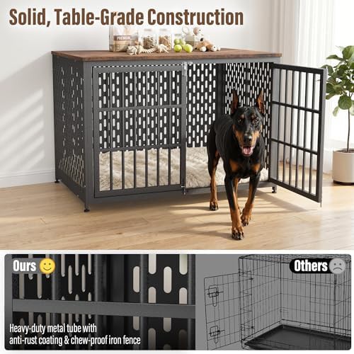 Rustic brown decorative dog crate furniture — photo 4
