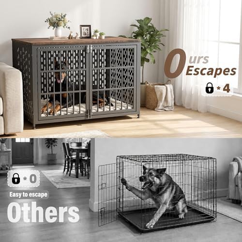 Rustic brown decorative dog crate furniture — photo 5