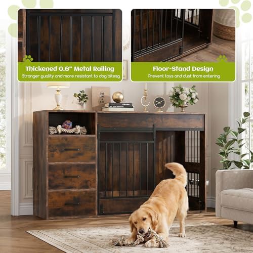Large wooden dog crate with storage drawers — photo 5
