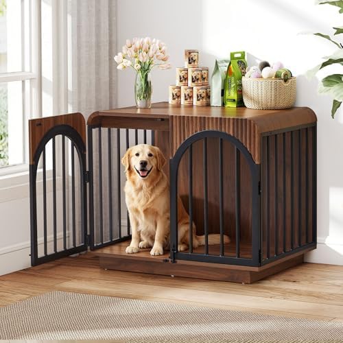 Fluted wooden furniture style dog crate — photo 4