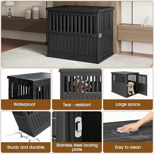 Black Plastic Furniture Style Dog Crate — photo 3