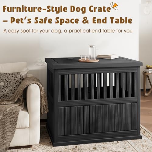 Black Plastic Furniture Style Dog Crate — photo 5