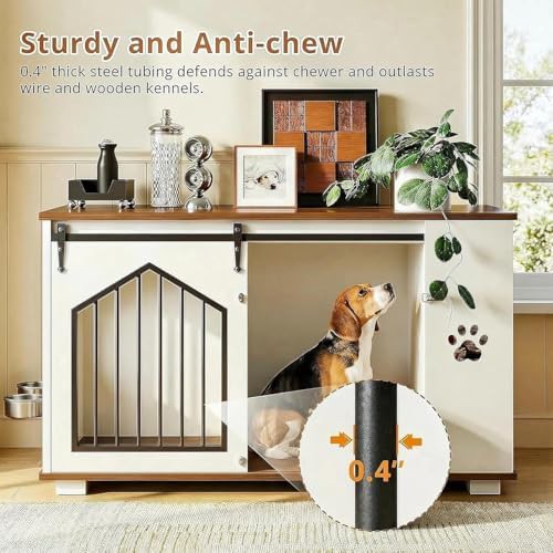 Large Dog Crate Furniture with Sliding Barn Door — photo 4