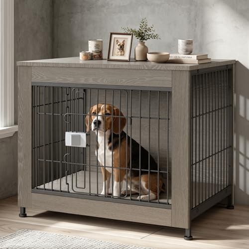 Greige Wooden Furniture Style Dog Crate